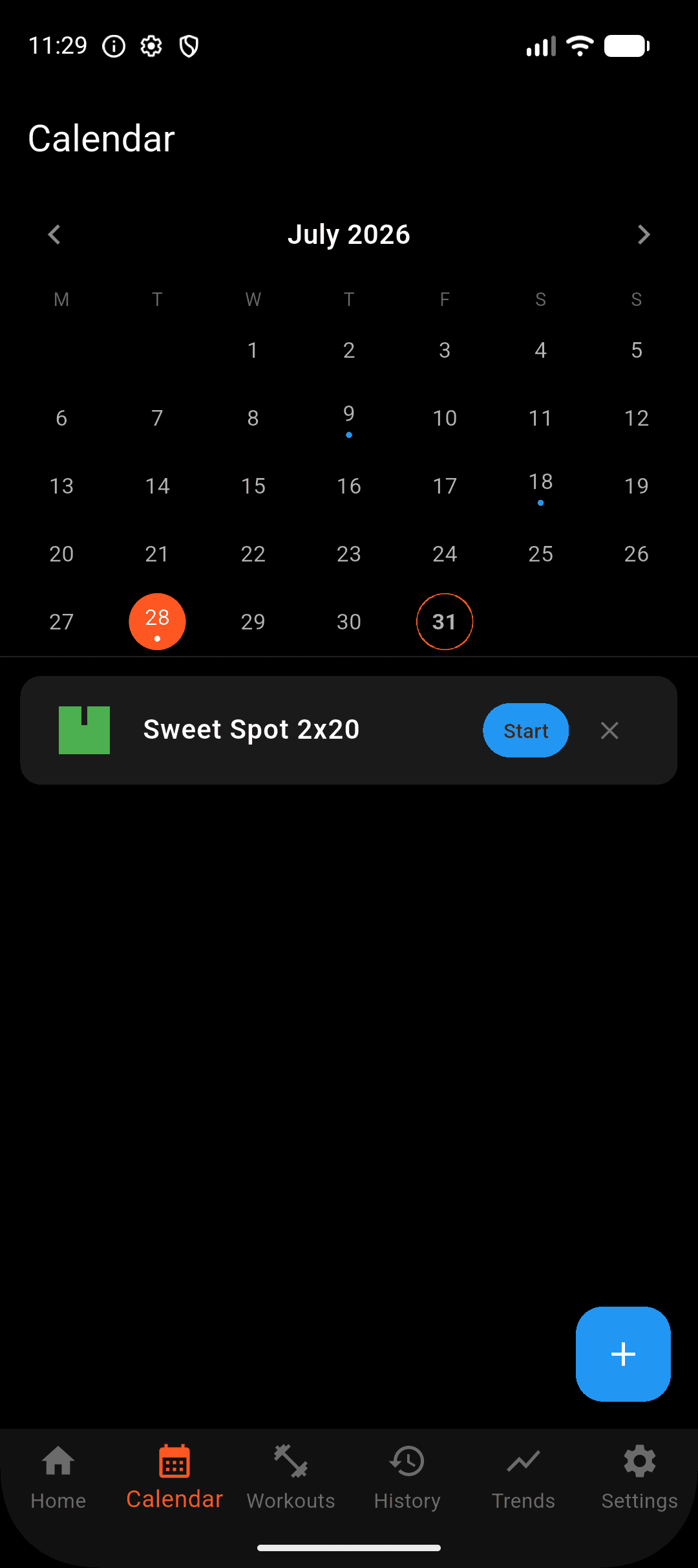 OpenBike training calendar